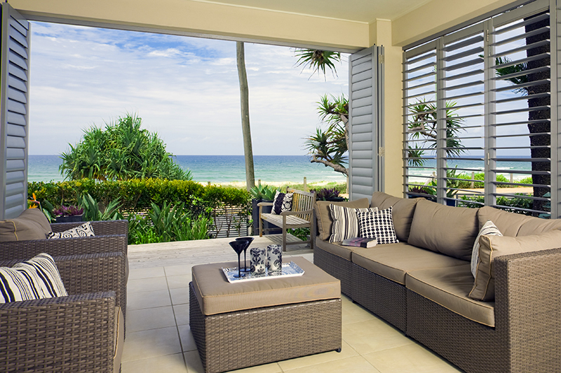 Patio of a beachside patio seen during a home inspection