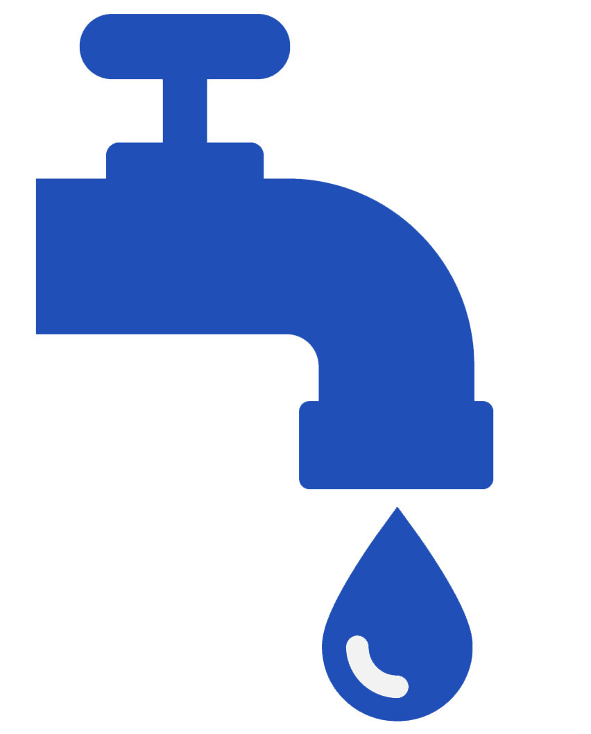 Icon of water dripping out of a faucet seen while preforming home inspection services 
